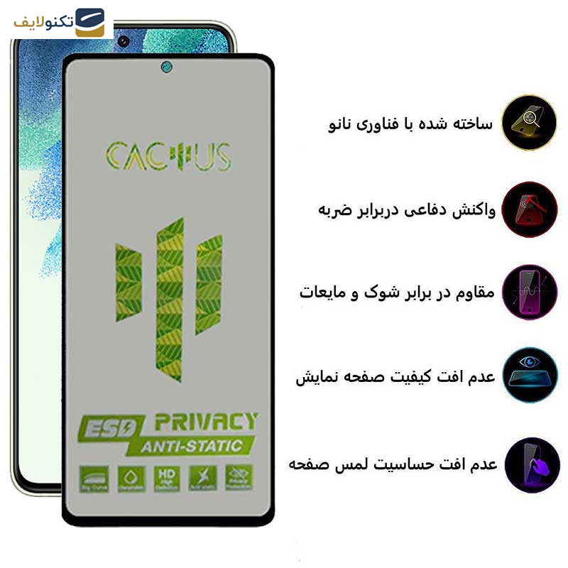 محافظ صفحه نمایش حریم شخصی اپیکوی مدل Cactus-ESD-Privacy مناسب برای گوشی  موبایل سامسونگ Galaxy S21 FE - Epicoy Cactus-ESD-Privacy Screen Protector For Samsung Galaxy S21 FE